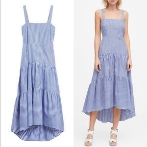 Banana Republic Poplin Tiered Maxi Dress size 14 Poplin Cotton High-low design